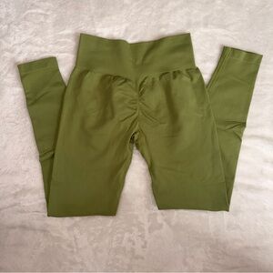 OQQ Lime Green Seamless Workout Leggings Size S